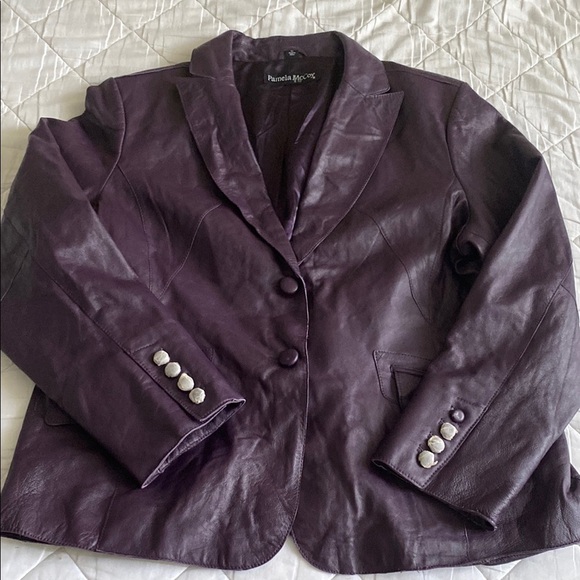 Pamela McCoy Purple Blazer leather Jacket size 1X new - Picture 1 of 4